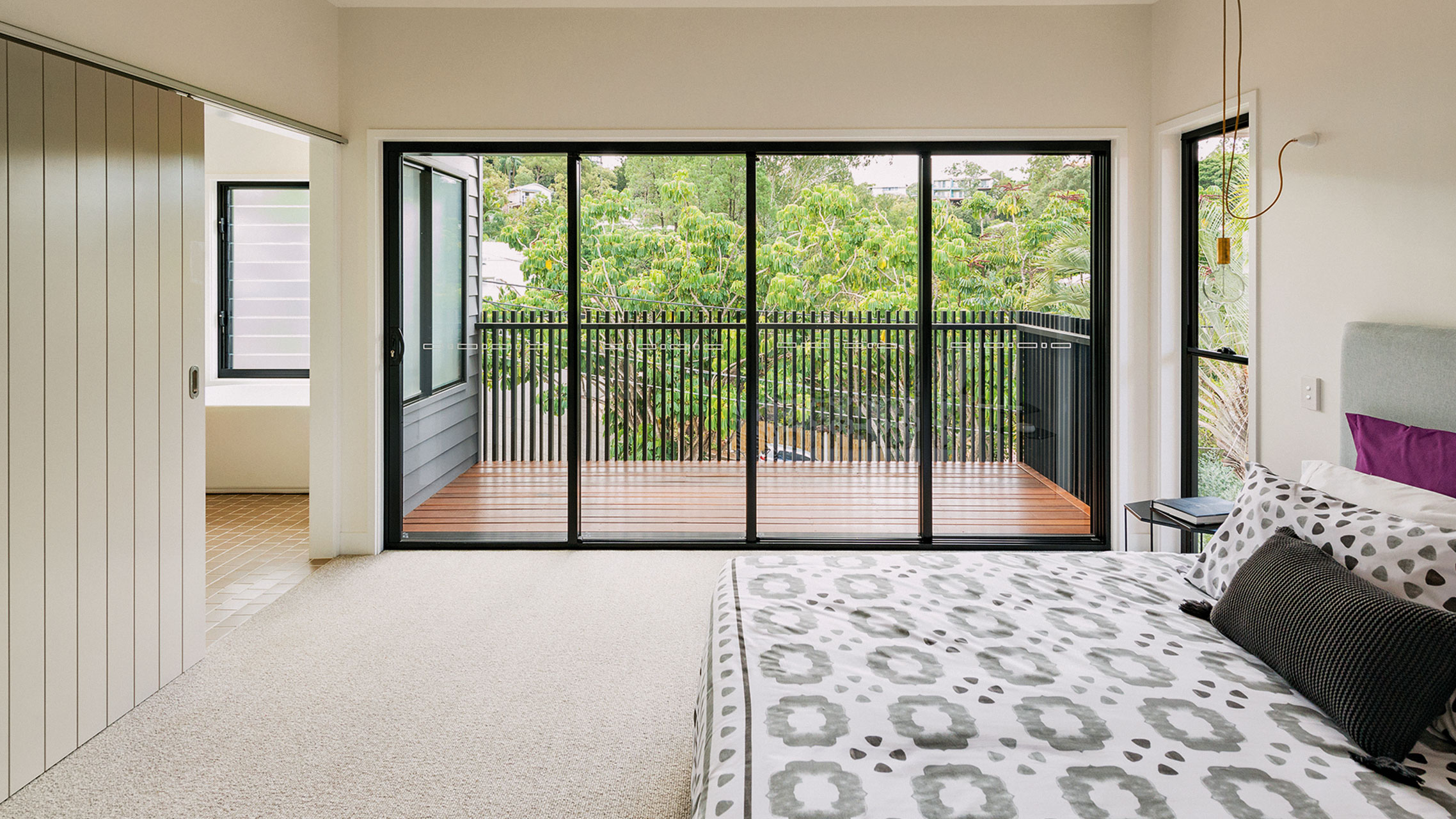 Black Aluminium Sliding Doors in the bedroom