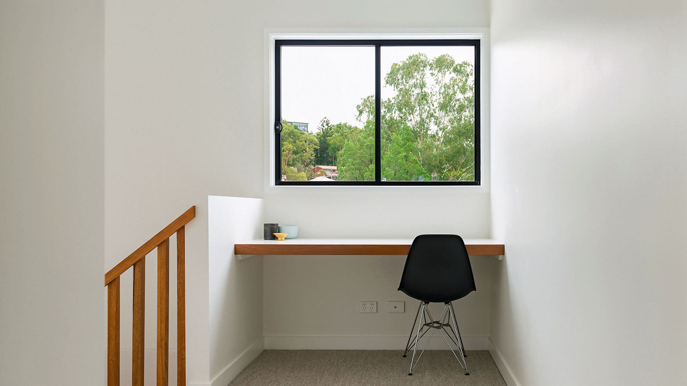 Black Aluminium Sliding Windows near the stairs