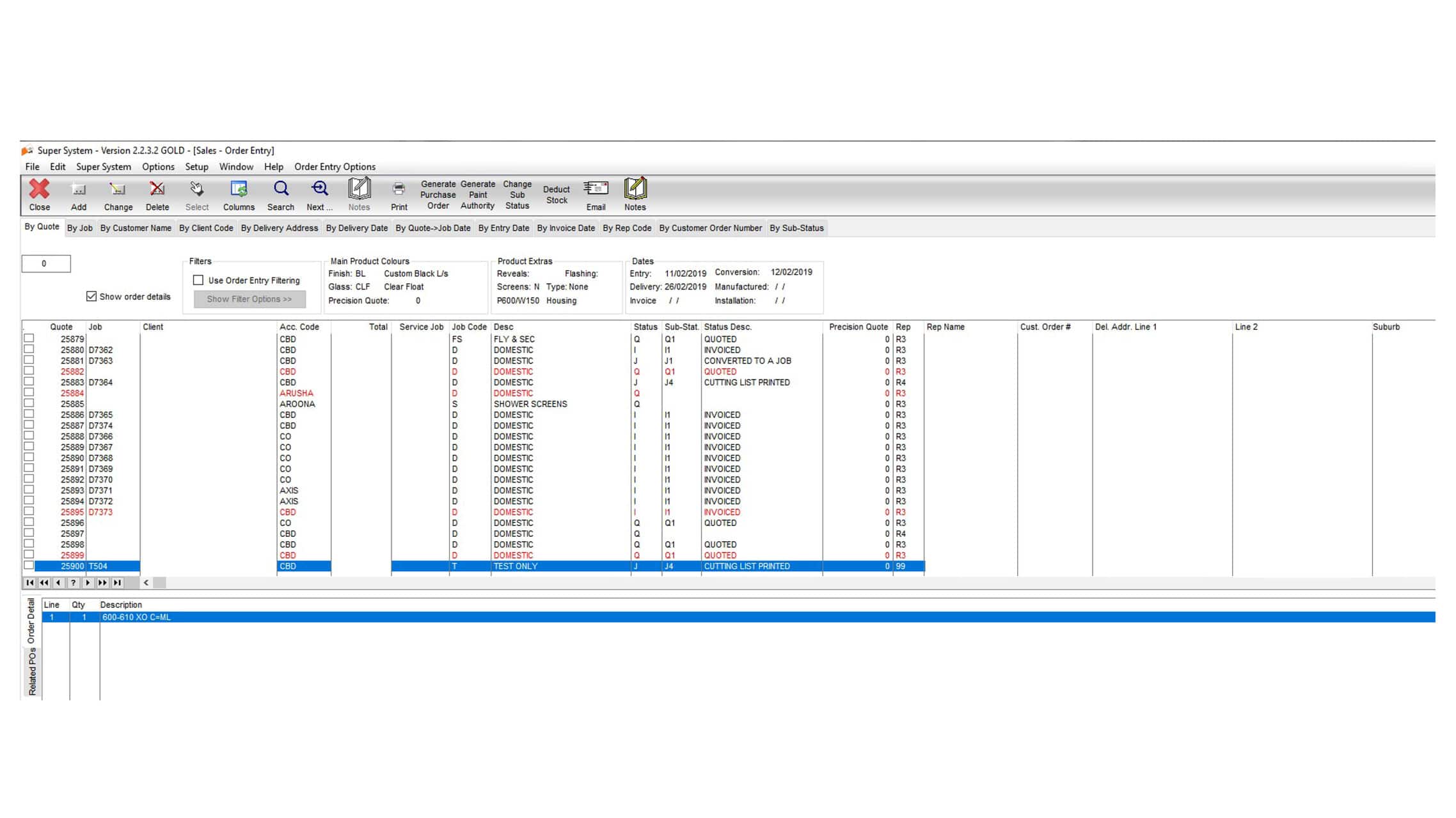 Business Software order entry