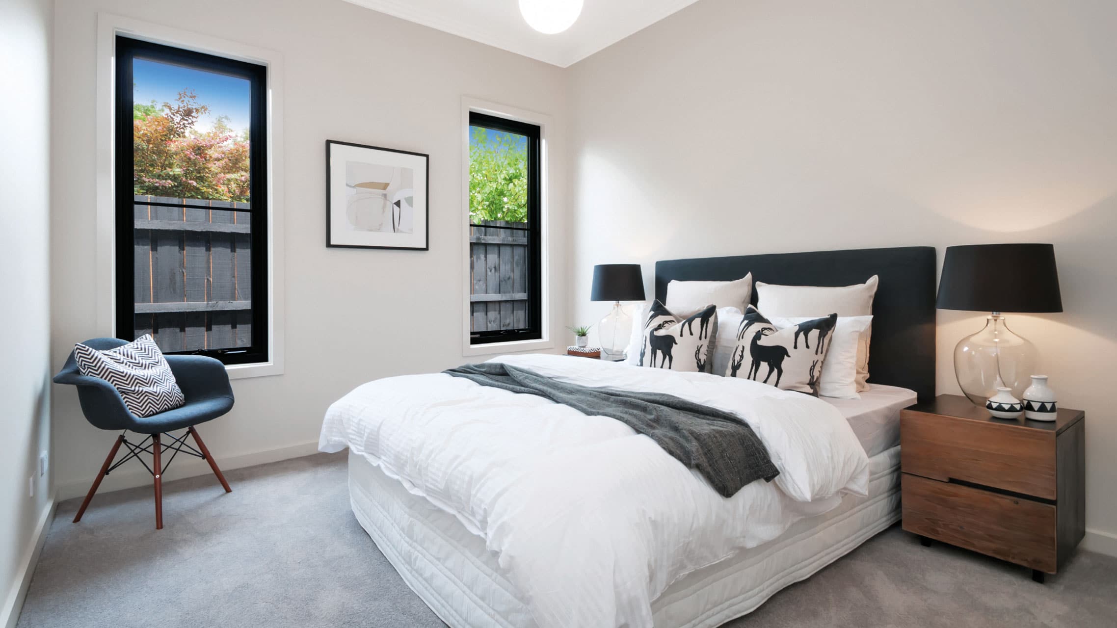 Two Aluminium Awning Windows in a bedroom