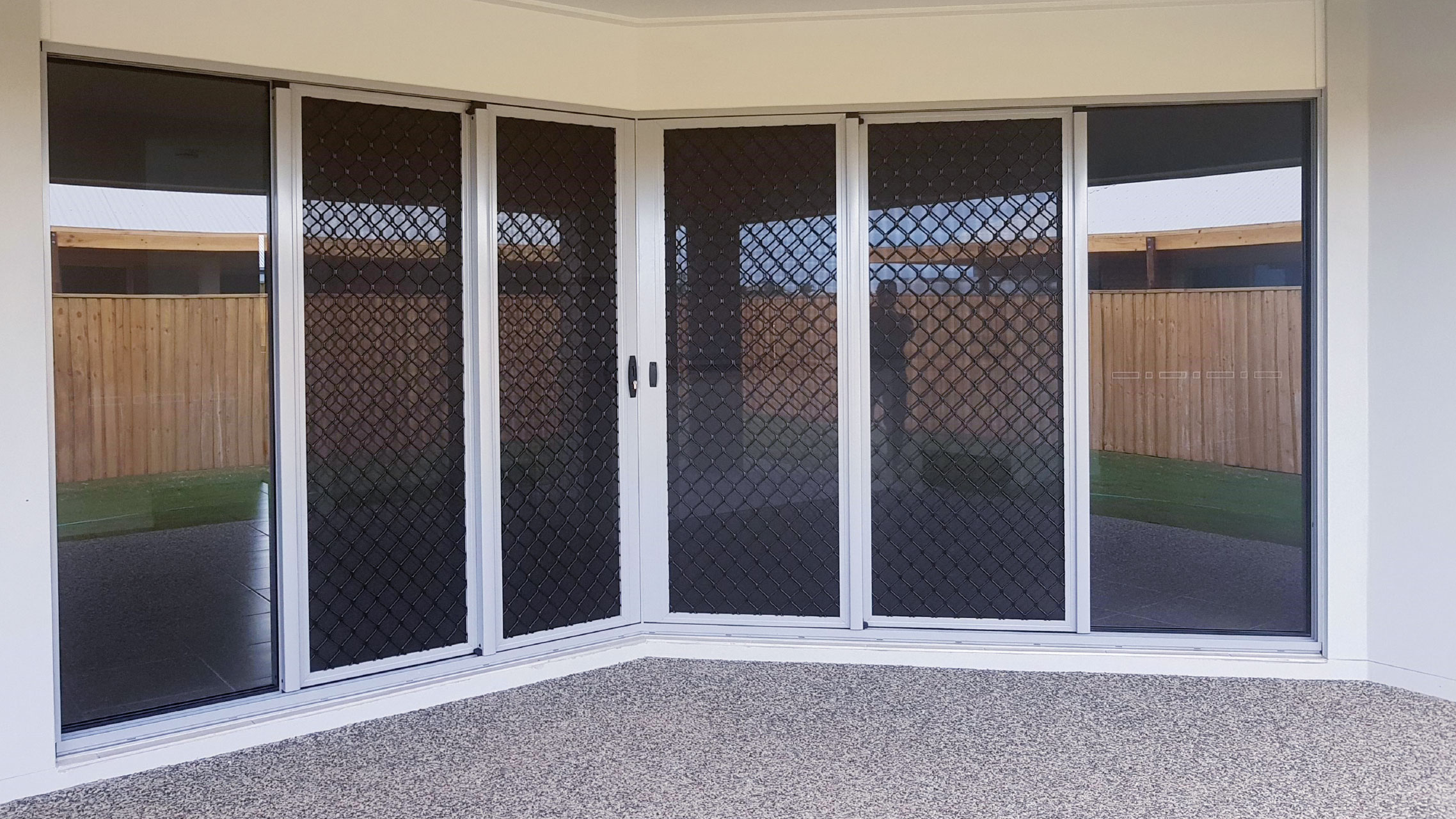 Sliding Door Safety Screens with black grille