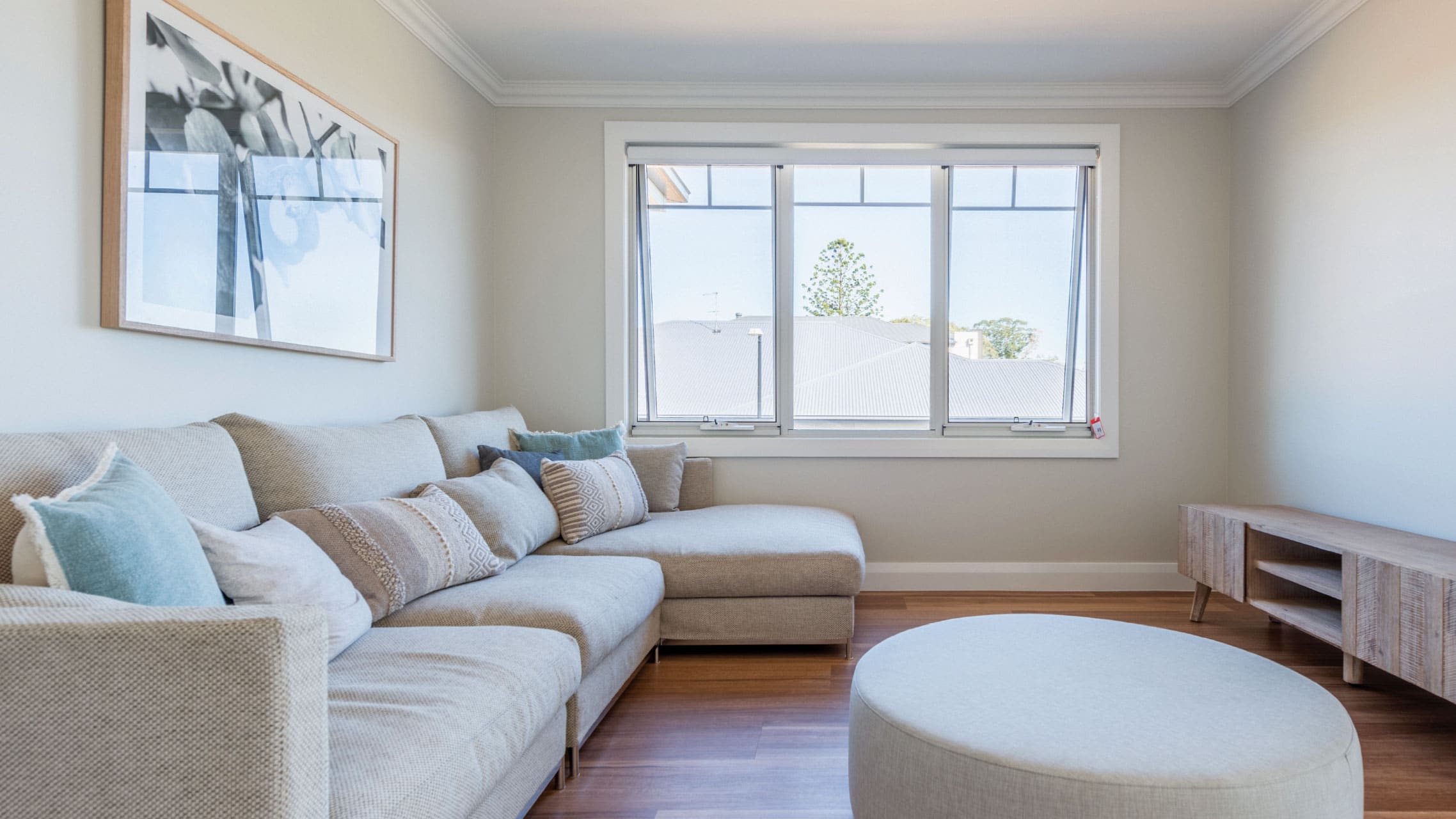 White Aluminium Awning Window in a living room