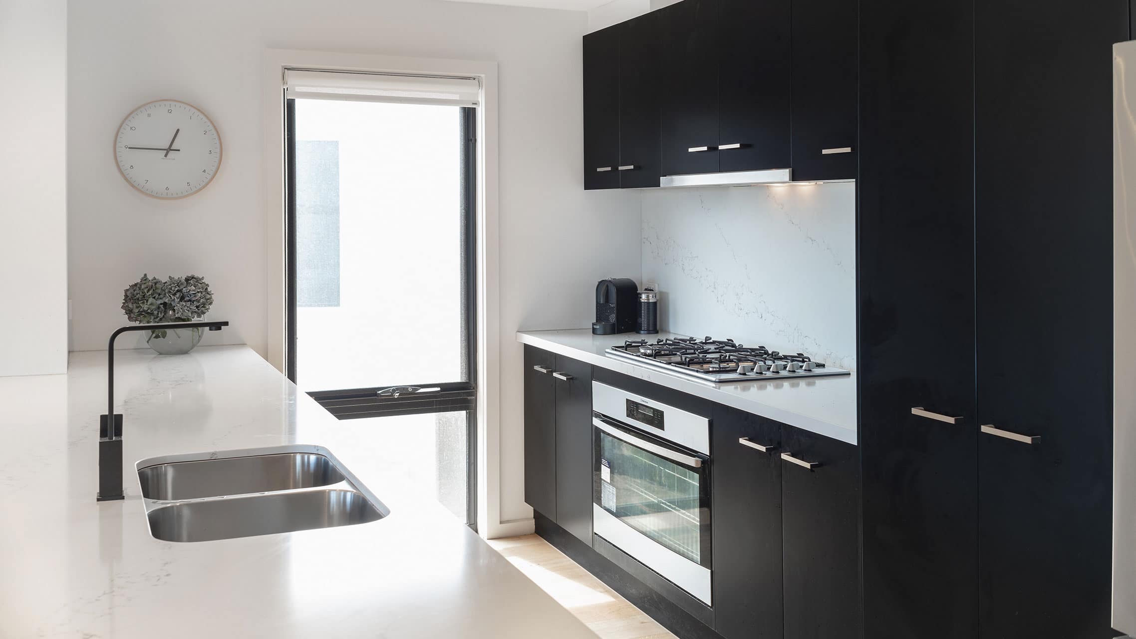 Black Aluminium Awning Window in a kitchen