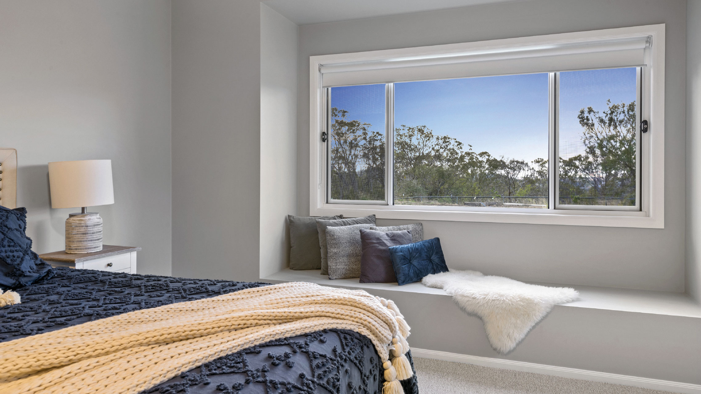 Three Panel Sliding Window in bedroom