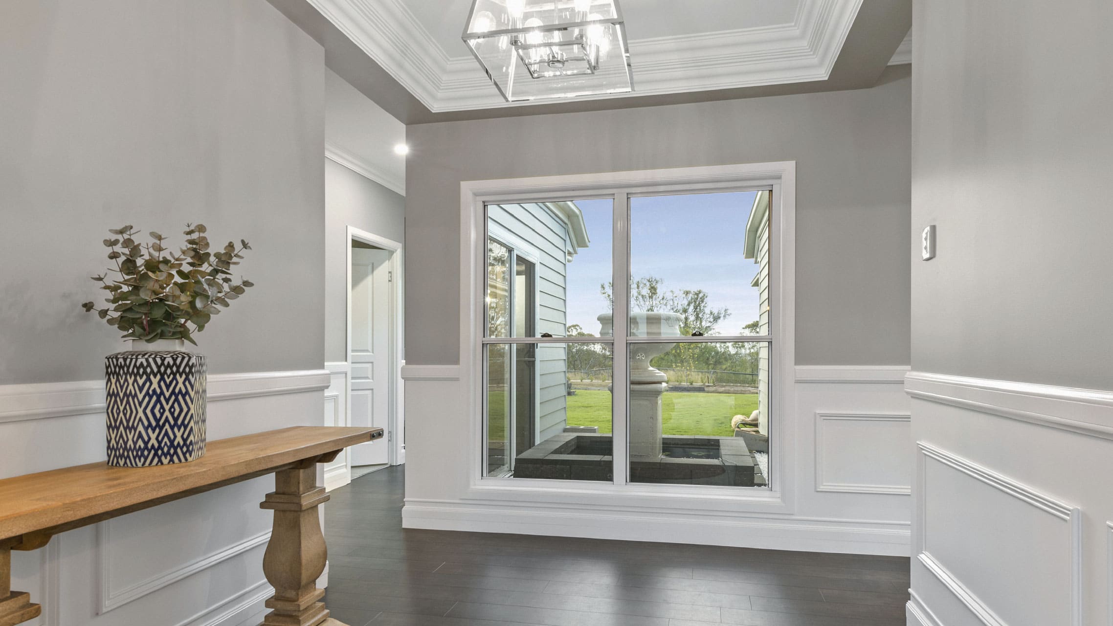 White Double Hung Window in hallway