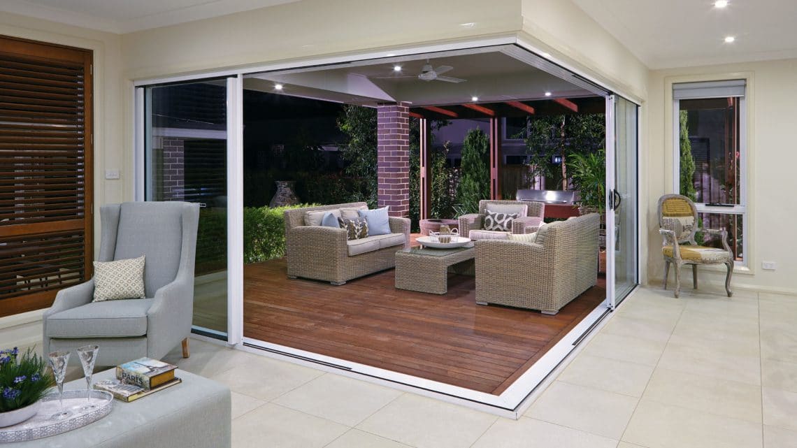 Aluminium Corner Sliding Doors in a living room