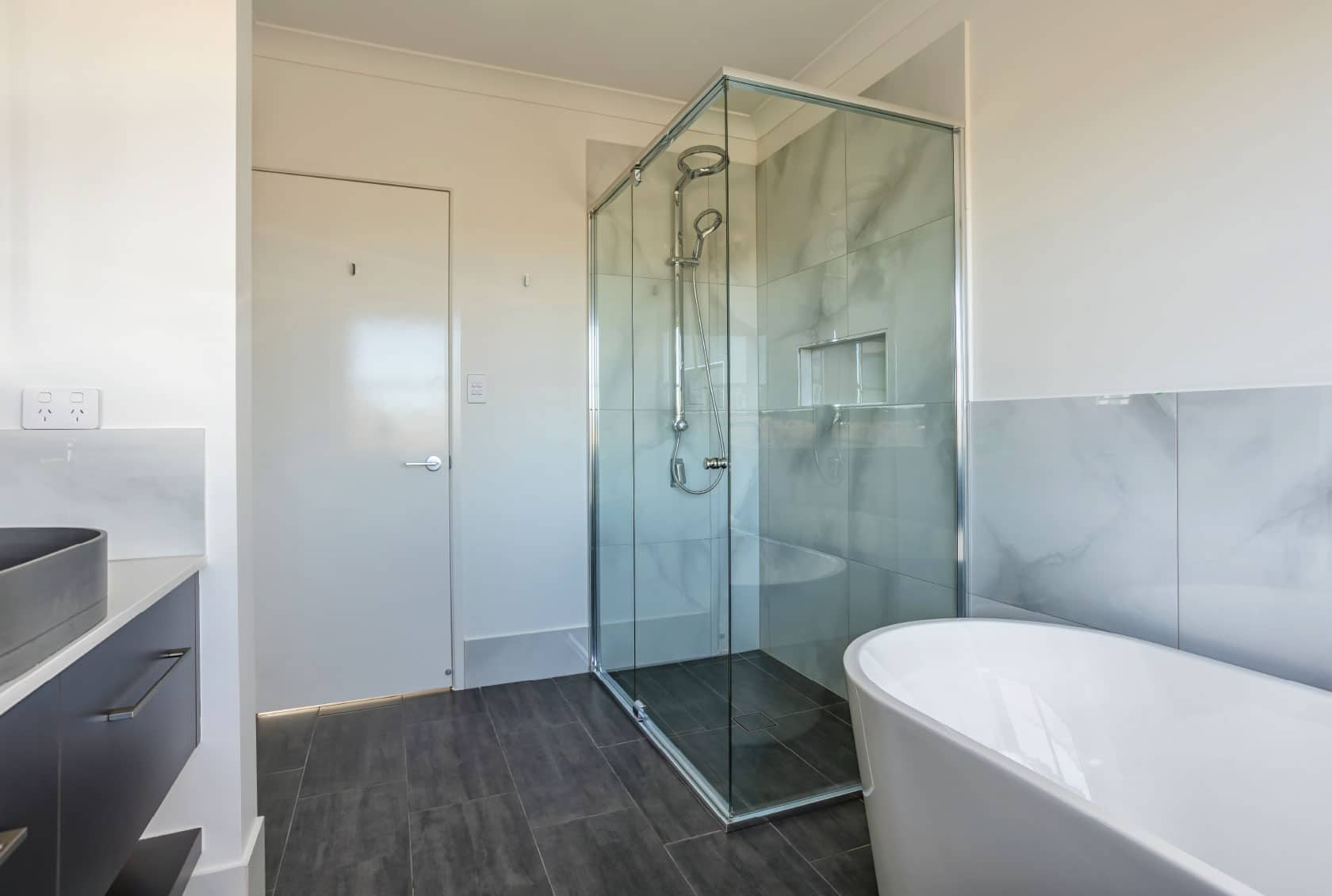 Large semi frameless shower screen