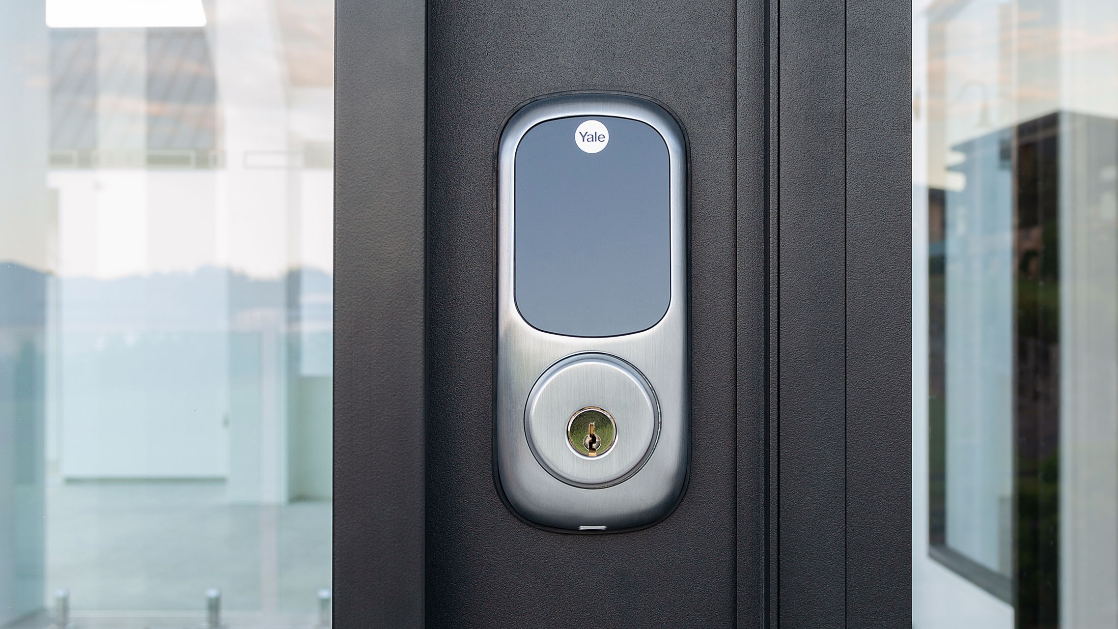 Close up of electronic door lock