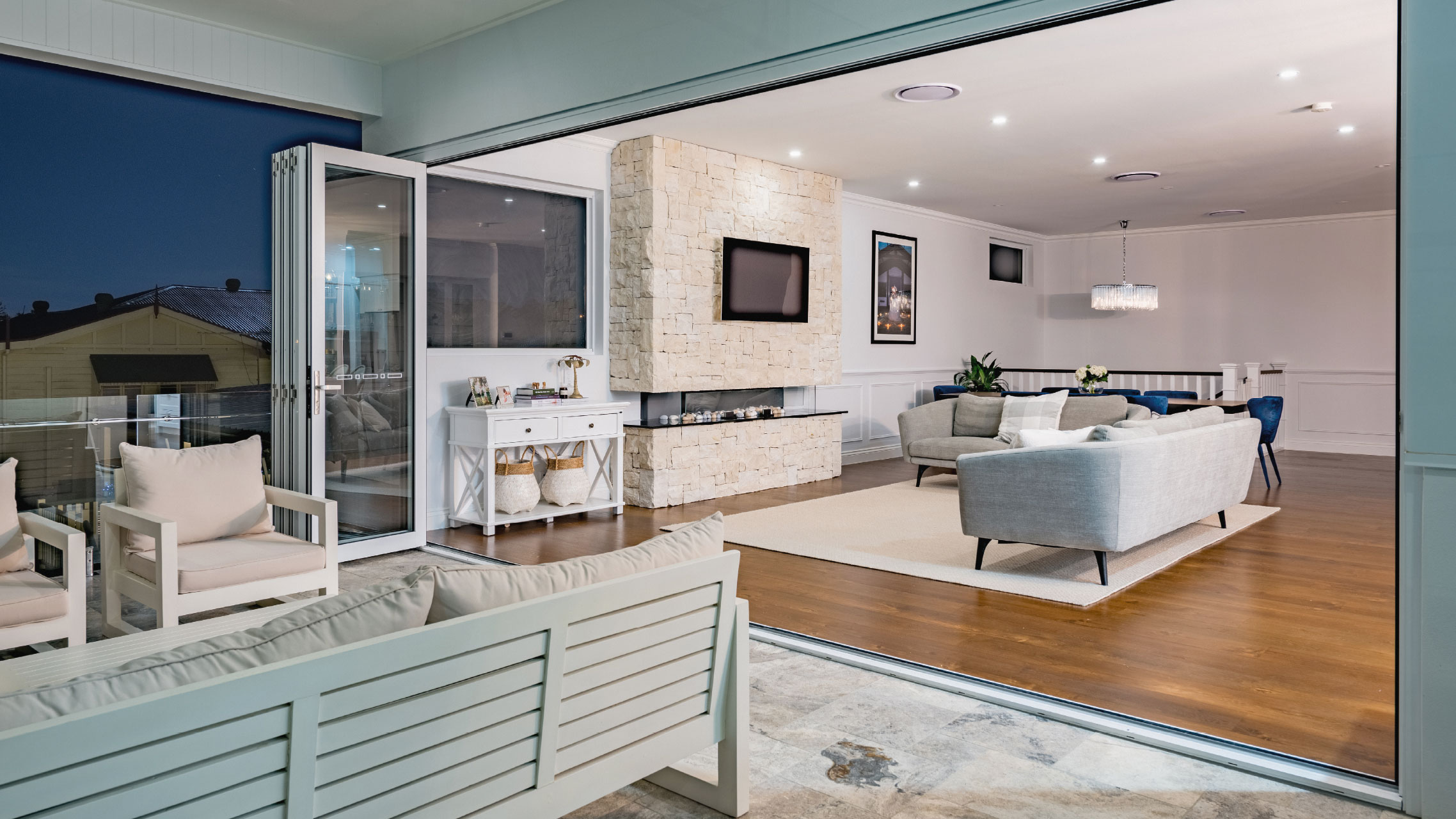 Bi fold Doors connects balcony with living room