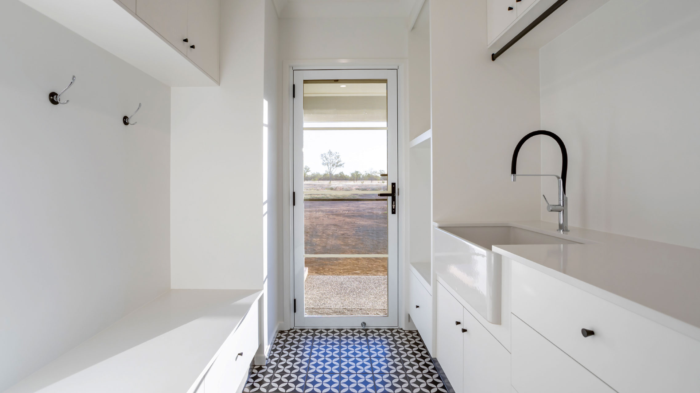 Single French Aluminium Door in a laundry room