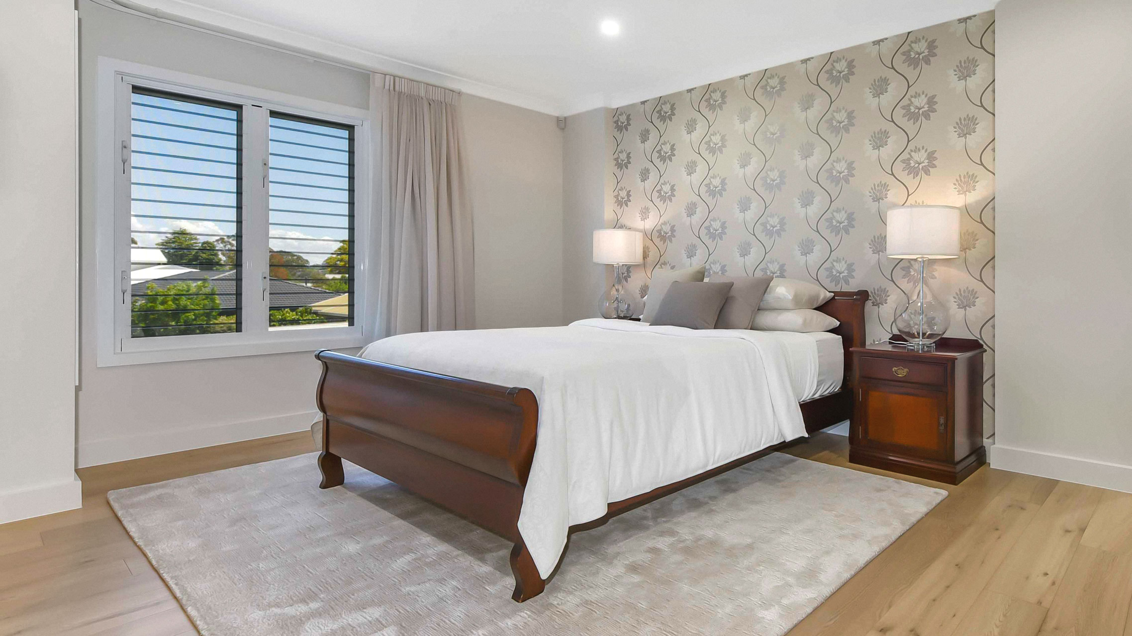 White Louvre Window in a bedroom