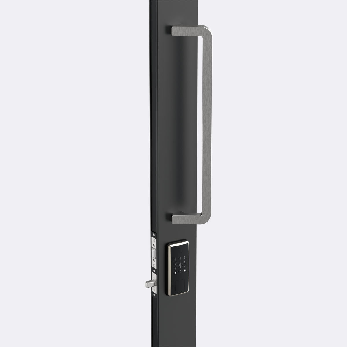 Architectural offset door handle with key pad