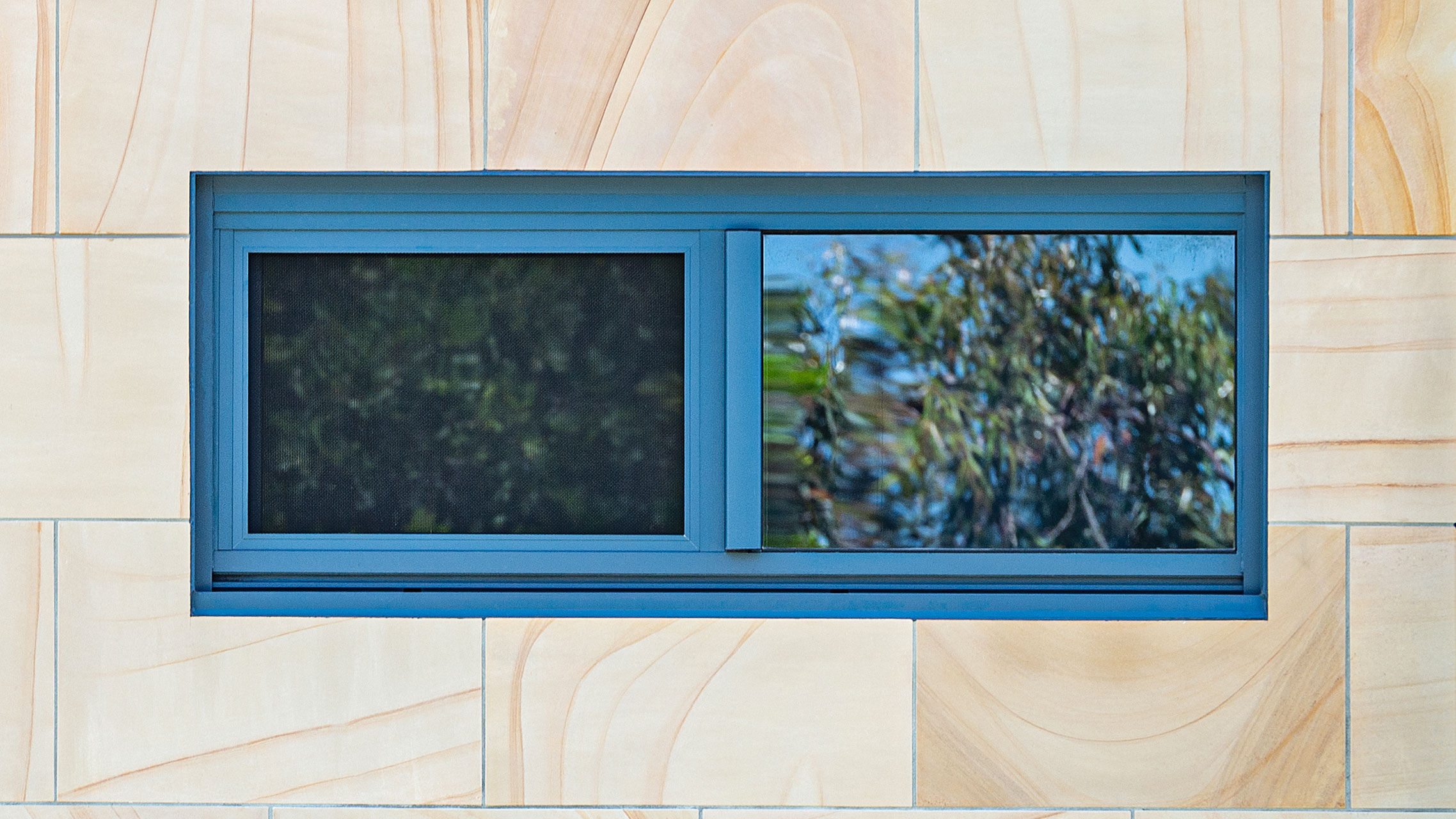 2 panel Blue Aluminium Sliding Window