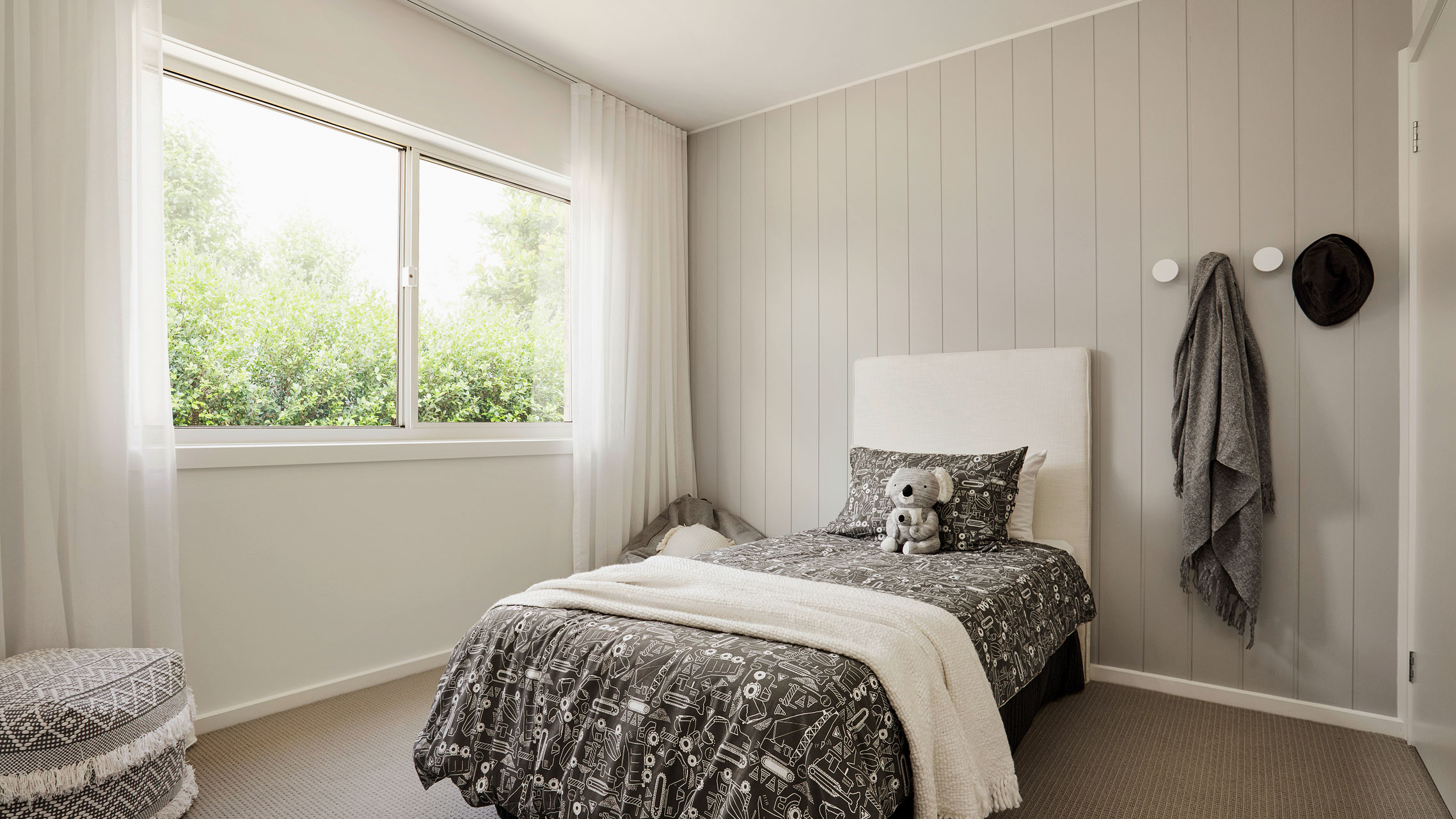 White Sliding Window in a bedroom