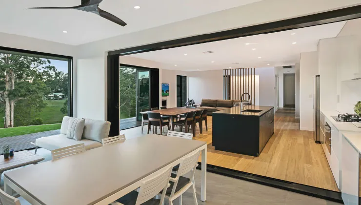 Black Aluminium Cavity Sliding Door and Bi fold Doors