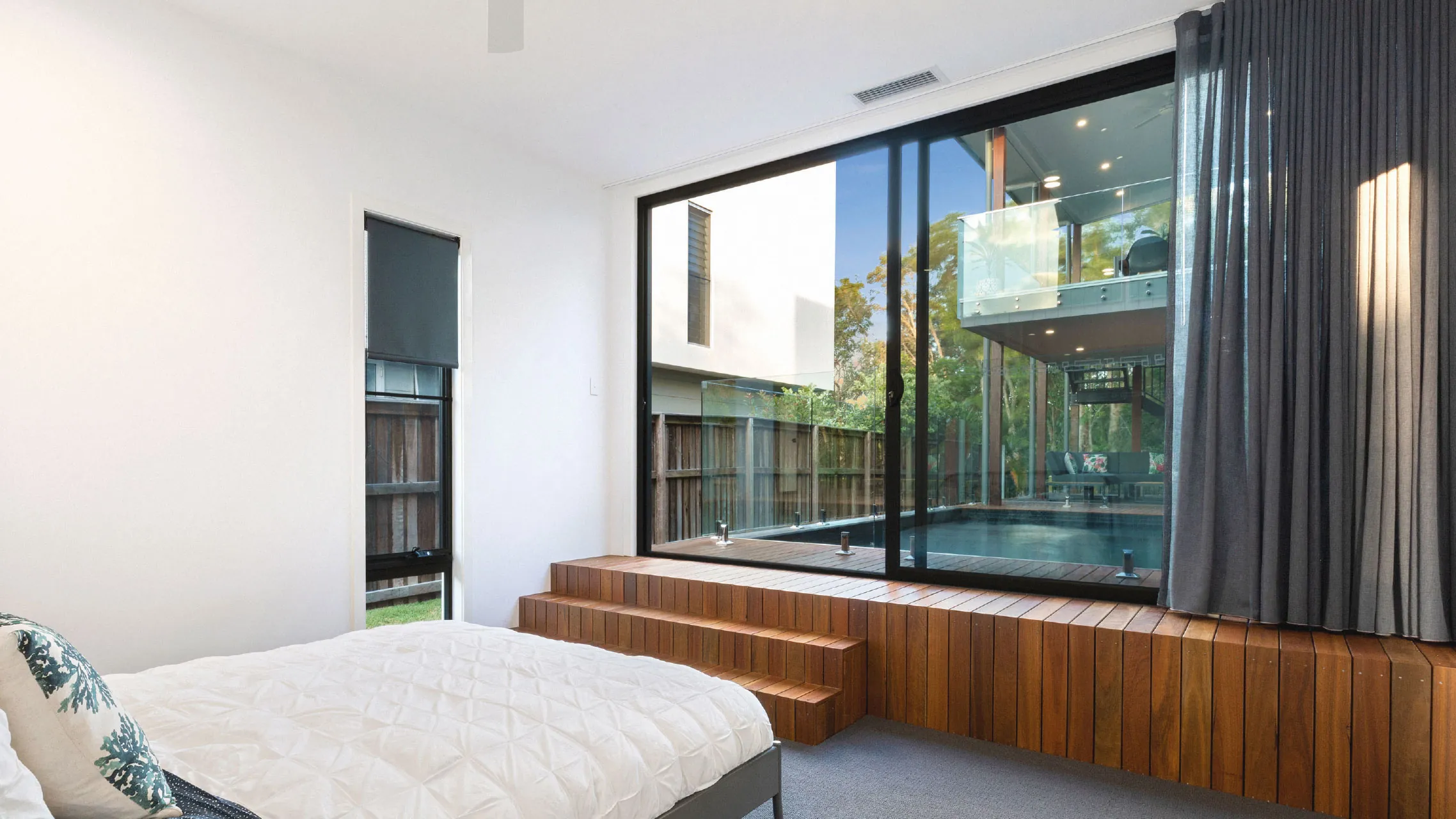 Large two panel black sliding door