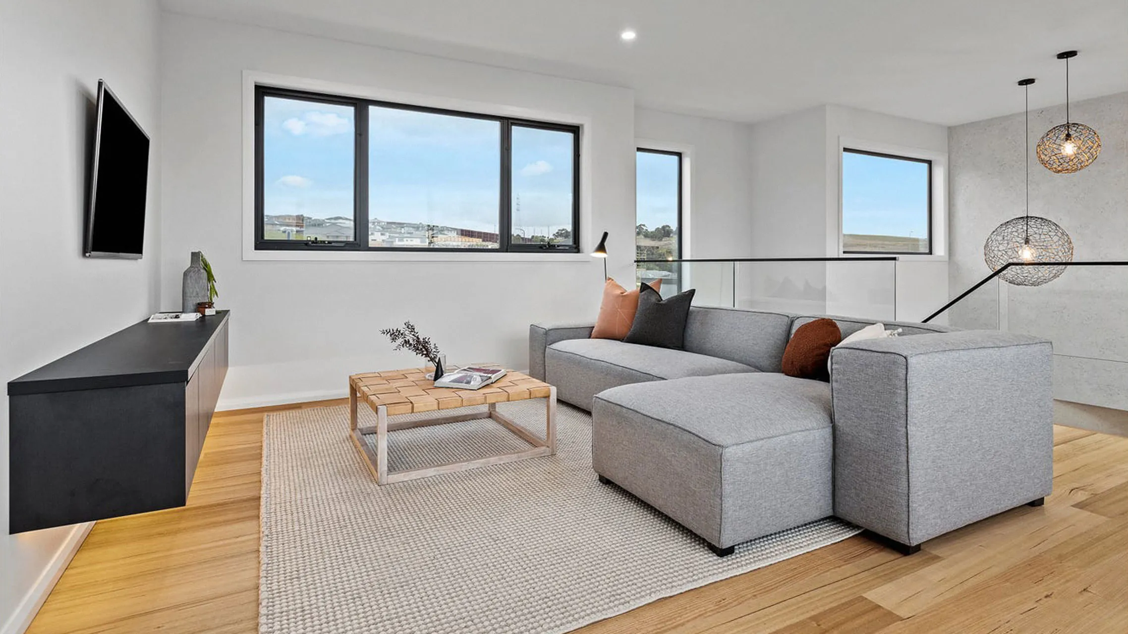 Lounge room with awning window