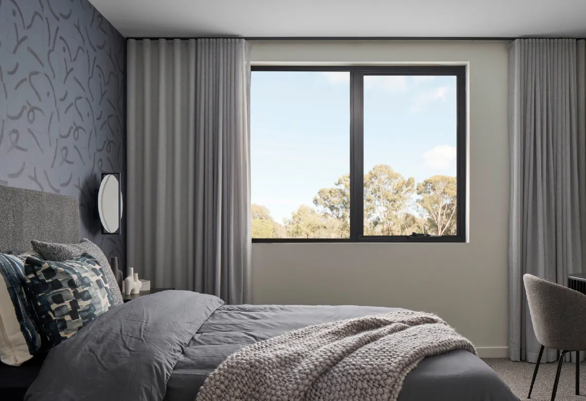 Hybrid awning window in bedroom