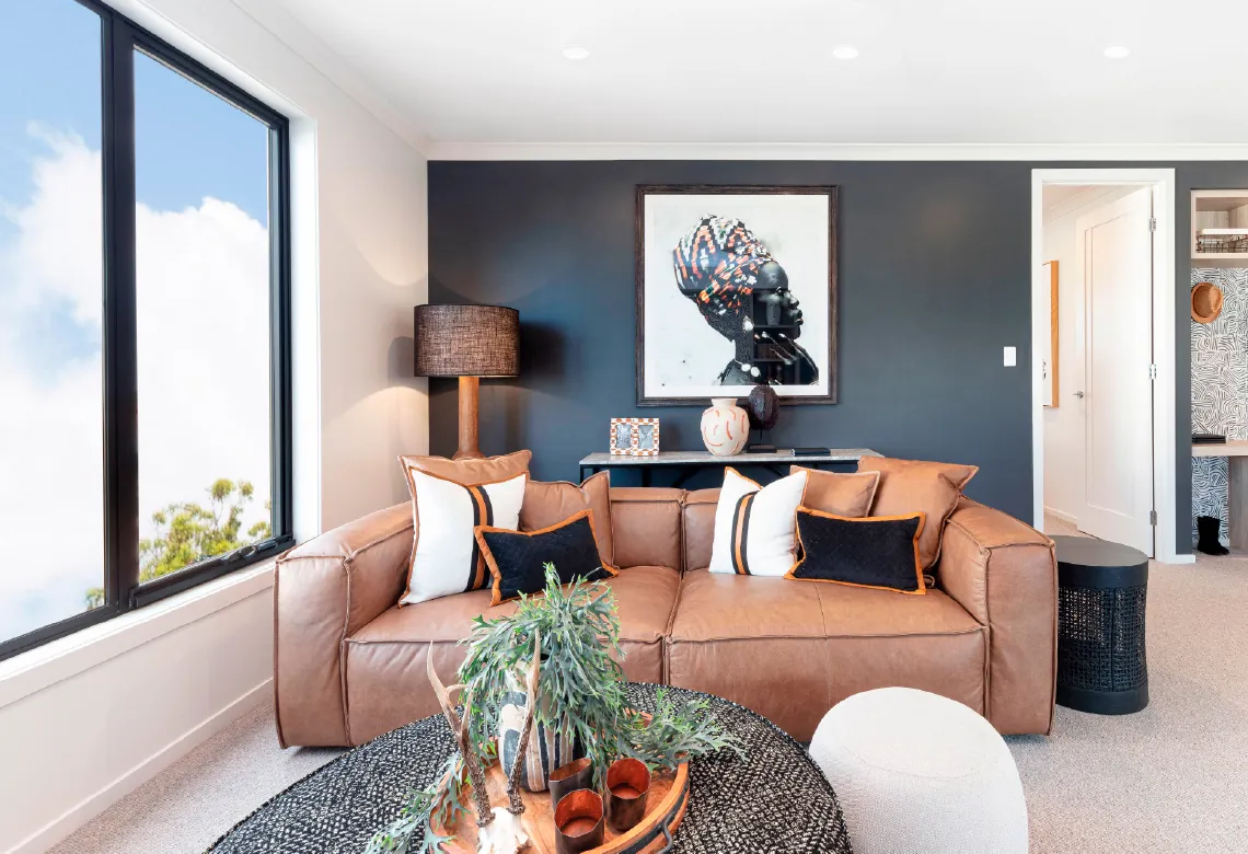 Hybrid awning window in living room