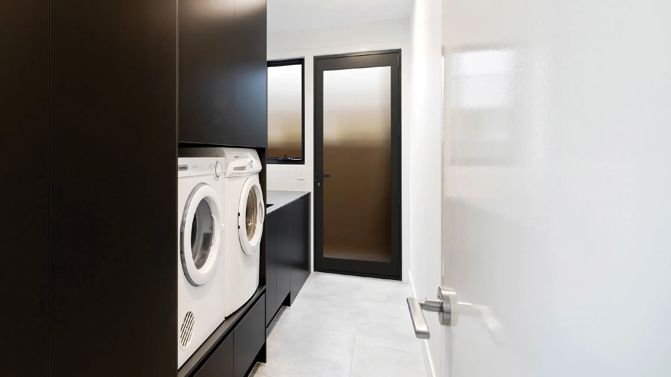 Aluminium and Obscure Glass French Door